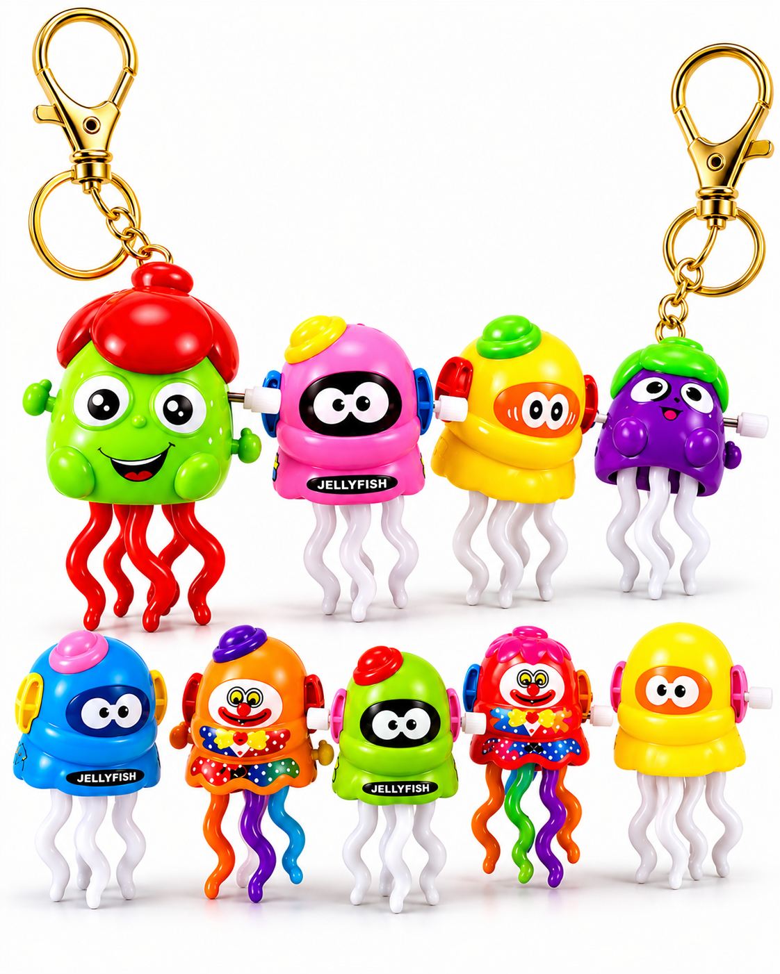 Dancing Jellyfish Keychain & Bag Charm | Cute Wind Up Toy for Kids | Colorful Backpack Pendant