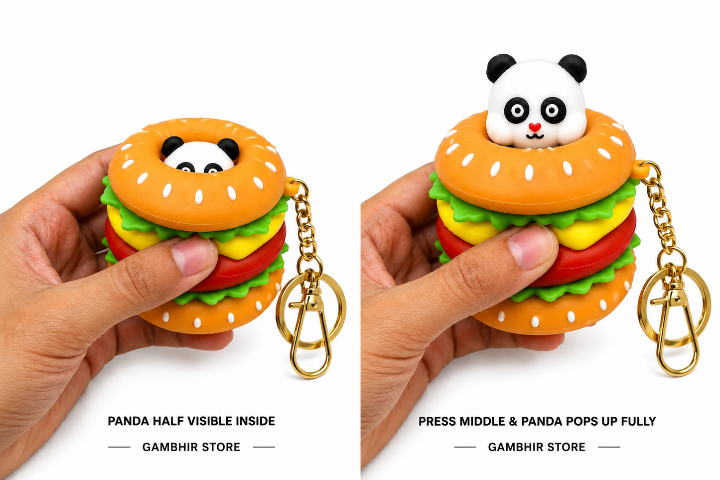 Burger Popup Keychain n Bag charm| kids favorite Cute toy keychain | Heavy silicon material