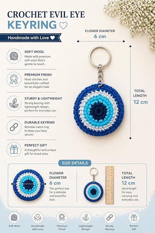 Crochet Evil Eye Keychain
