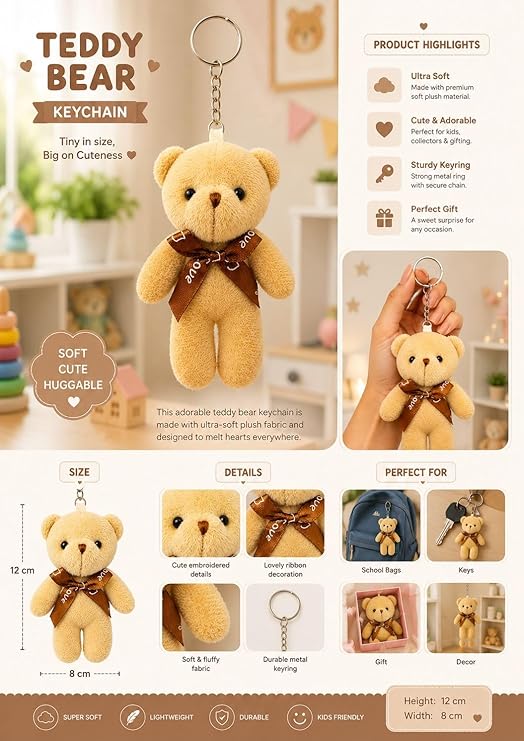 Cute Soft Teddy KeyChain