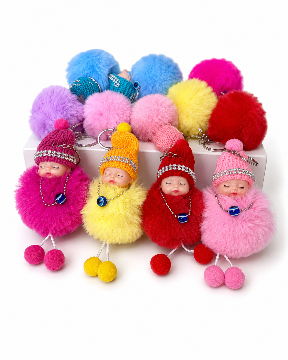 Two Leg Sleeping doll | Solid colors with cap and Evileye Bracelet | Cute bag charm