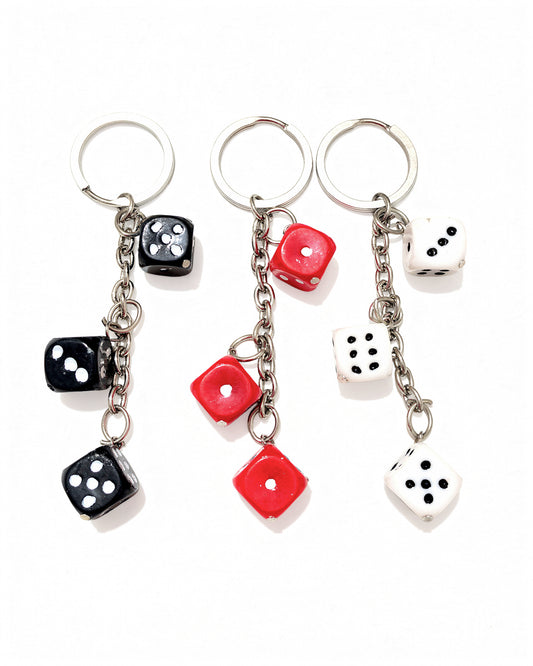 Dice Keychain, Multicolour, Ludo Dice Key Ring