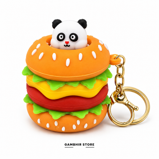 Burger Popup Keychain n Bag charm| kids favorite Cute toy keychain | Heavy silicon material