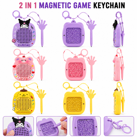 Magnetic Maze Game keychain 2 in 1 game Bag charm| Mix colors