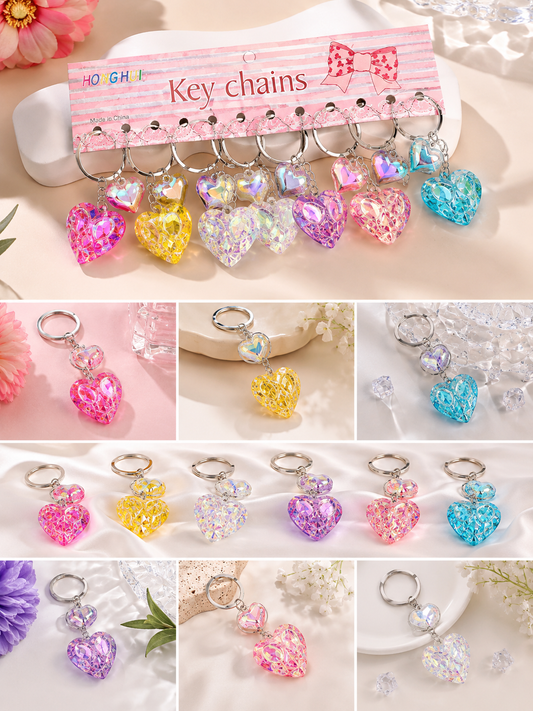 Heart crystal Keychain | Shining bag charm in heart shape