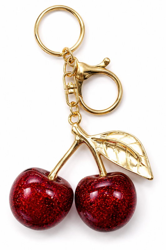 Big Cherry bag charm n keychain- Red cherry with Golden charm | Best Quality