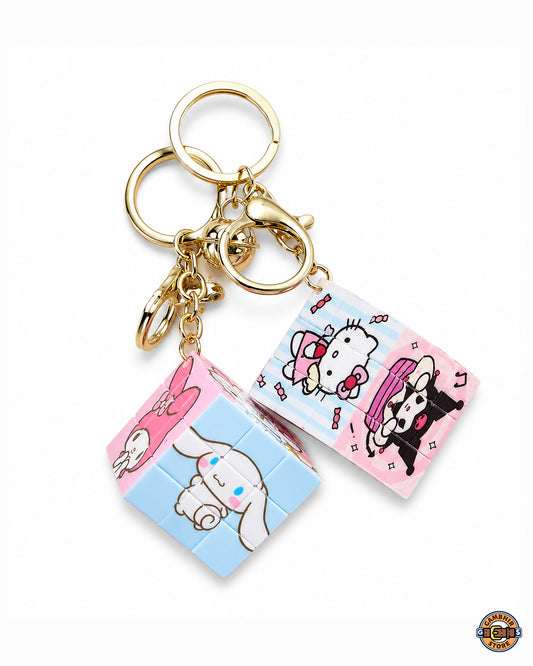 Cartoon Rubik Kawai cube | Puzzle bag charm | Working puzzle keychain