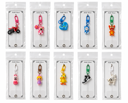 Mobile charm & Zip charm | Mix designs and colors | Single pc packing with Phone charm Strap