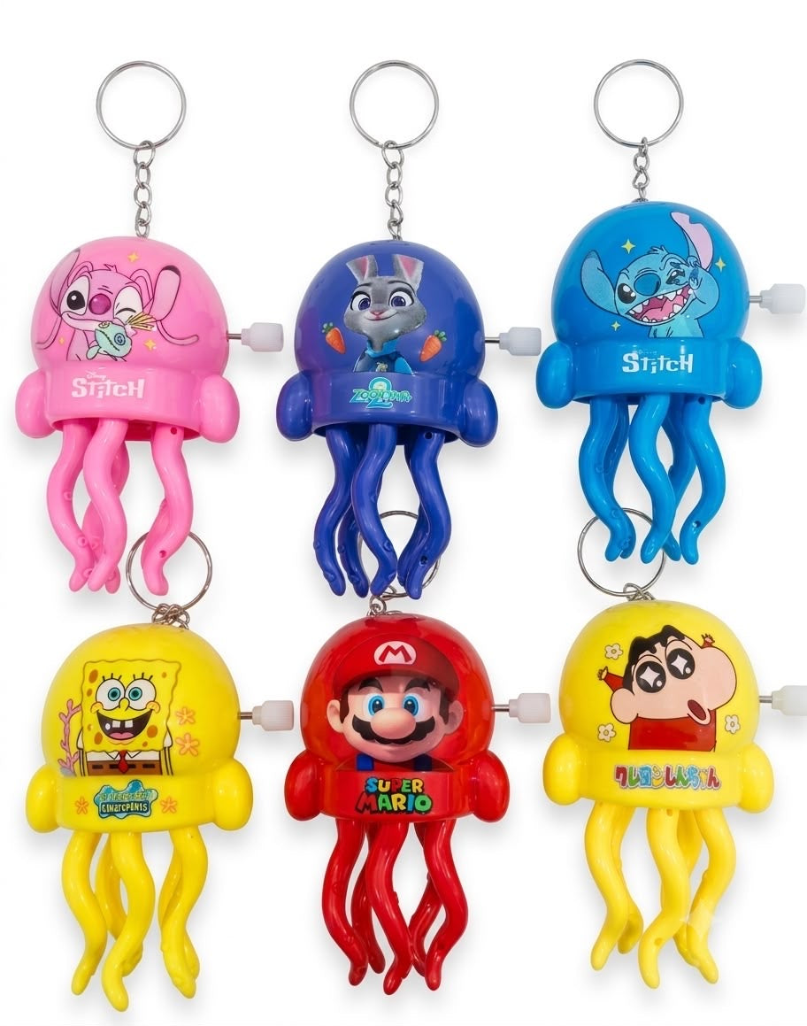 Dancing Jellyfish Keychain | Cute Wind Up Toy for Kids | Colorful Backpack Pendant