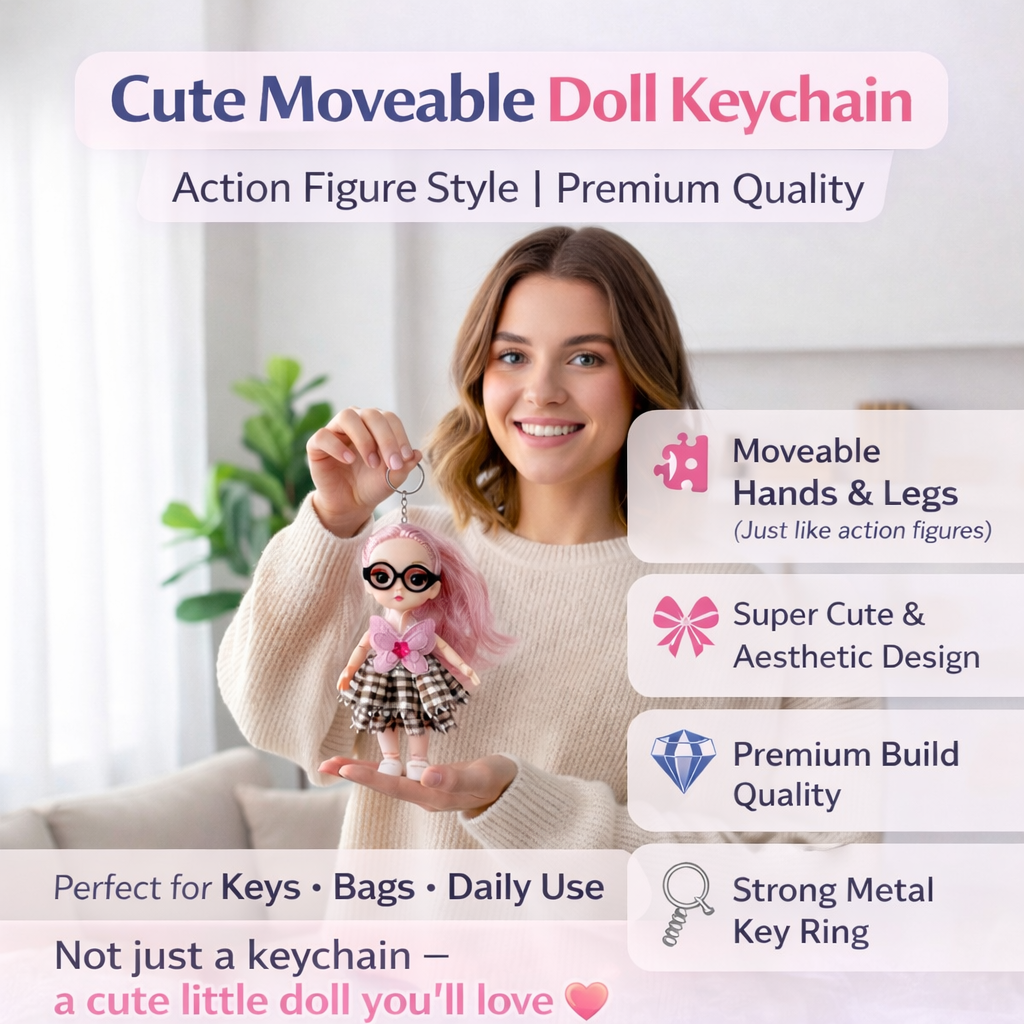 Cute Doll Keychain with Movable Arms & Legs|chasma doll