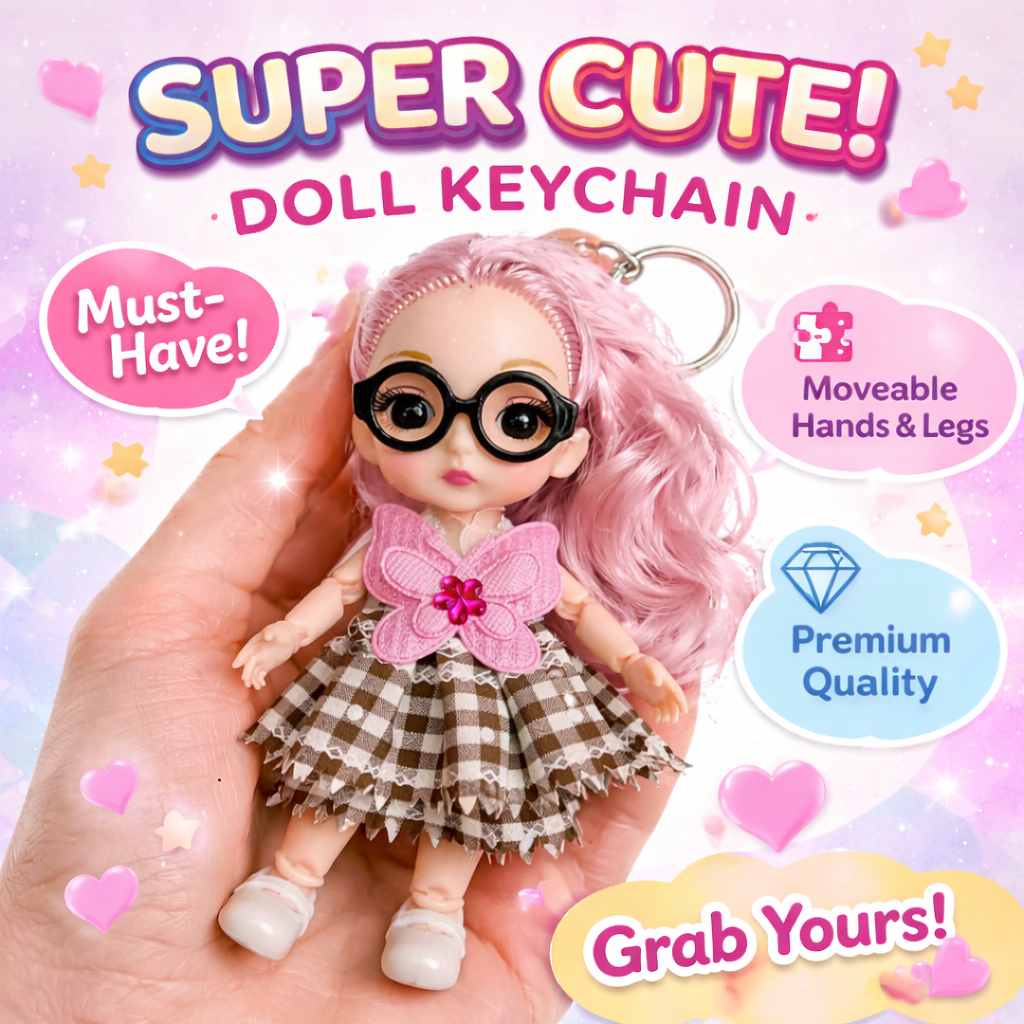 Cute Doll Keychain with Movable Arms & Legs|chasma doll
