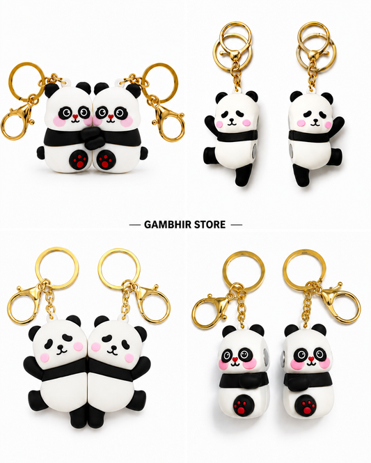 Magnetic Panda Couple/Twin Keychain | Bag charm n Keychain | Big size | Heavy Quality