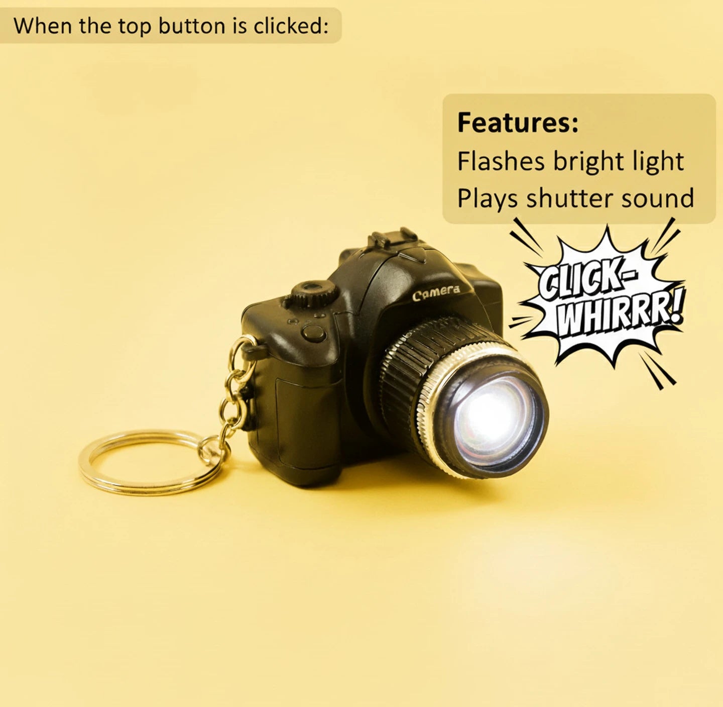 Camera Keychain with Light & Sound | Click Button Flash Light & Shutter Sound