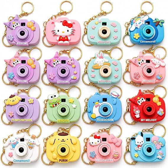 Camera Projector keychain|Golden chain and Golden hook with bell| 8 cute Images
