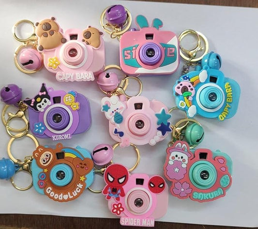 Camera Projector keychain|Golden chain and Golden hook with bell| 8 cute Images
