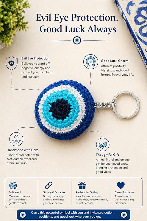 Crochet Evil Eye Keychain