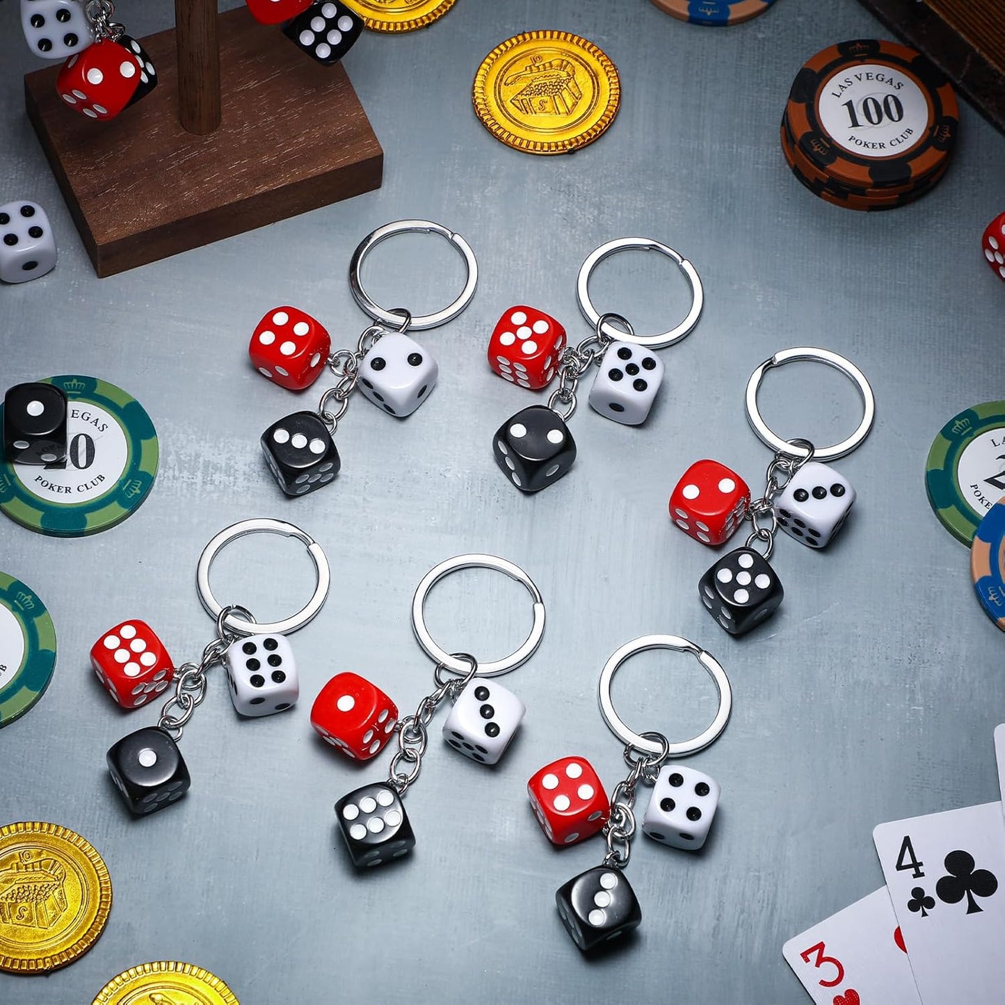 Dice Keychain, Multicolour, Ludo Dice Key Ring