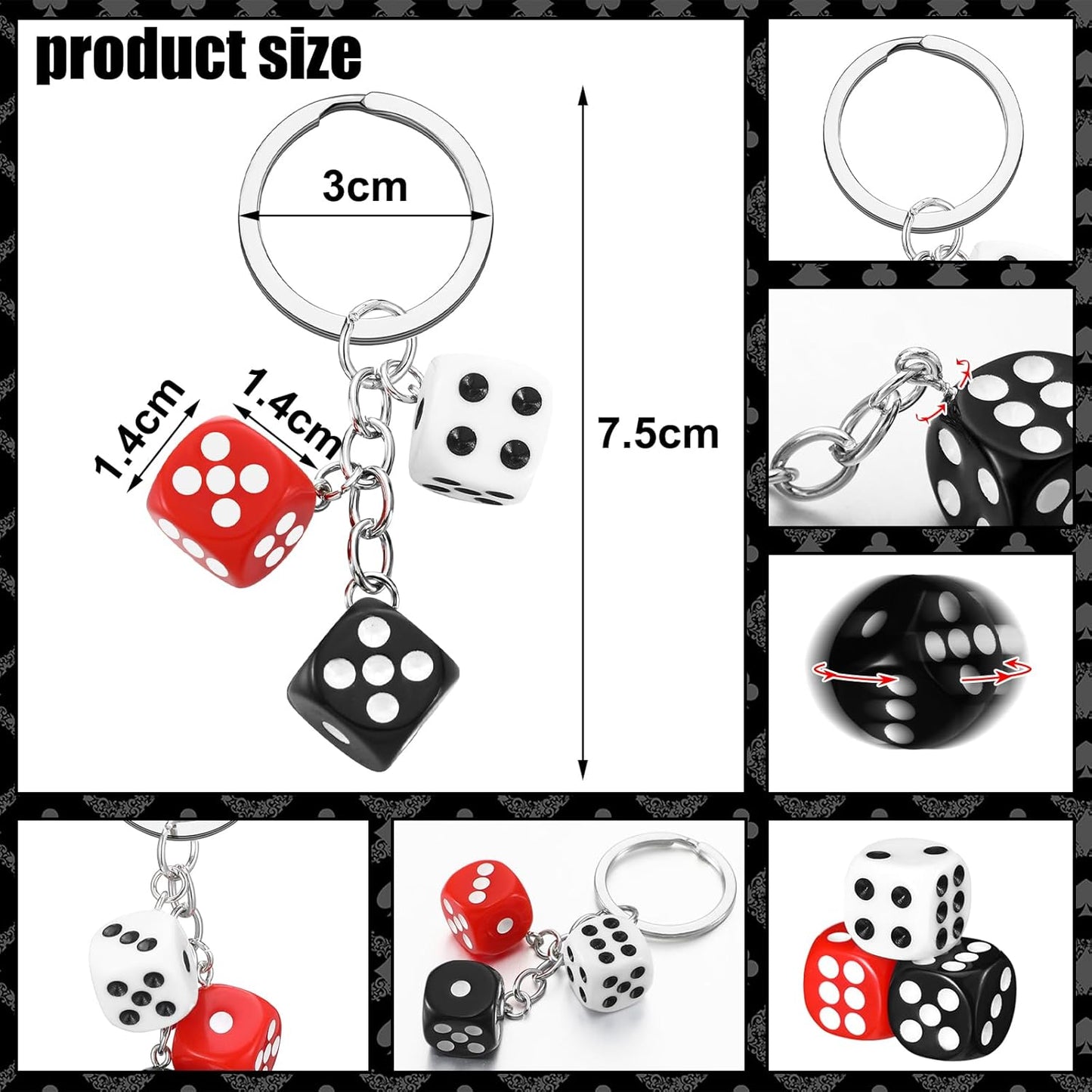 Dice Keychain, Multicolour, Ludo Dice Key Ring